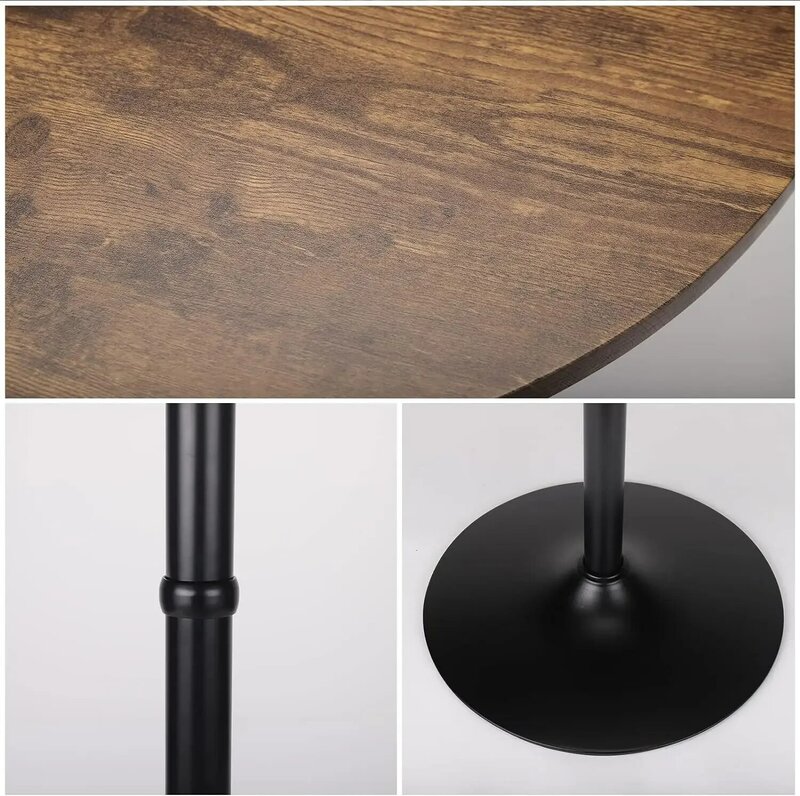 Леопардовый круглый стол из МДФ, не регулируется (высота 41 дюйм), барный стол, столовый стол с искусственным дизайном и основанием (белый)