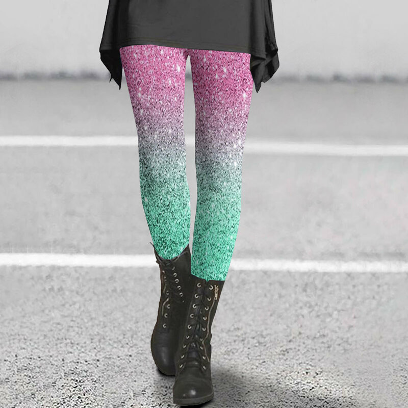 2024 legginsy hurtowe damskie walentynki z cekinami z serii z nadrukiem spodnie do jogi z wysokim stanem