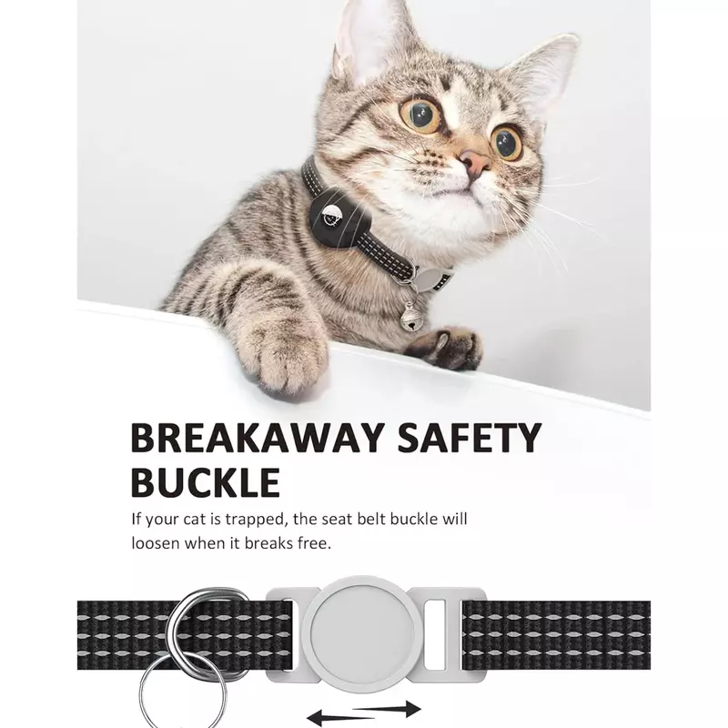 Anti-Lost Collar Pet com Airtag Titular, Tag Apple Air, Posicionamento Kitten Collar, Colar Cat Reflective, Acessórios