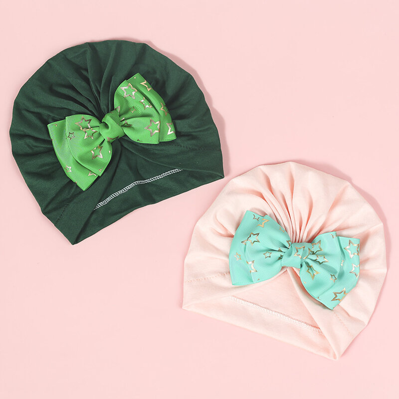 Cute Shiny Knot Bow Baby Hat turbante neonate ragazzi cappelli cotone neonato Beanie Caps For Kids Toddler Infant Hair Accessories