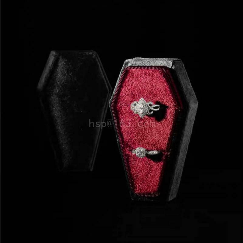 Caixa anéis veludo chique recipiente jóias caixa anéis caixão para cerimônia casamento