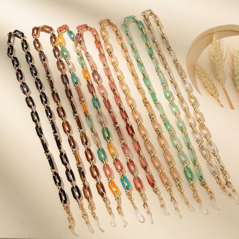Fashion Colorful Eyewear Lanyard Acrylic Metal Beaded Glasses Chain For Women Anti-Drop Sunglasses Holder Rope Face-Mask Chain