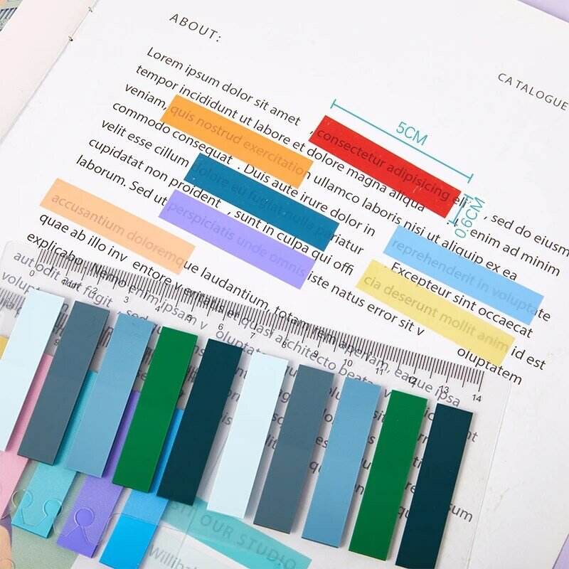 10*20PCS Transparent Index Notes Paper Office School Supplies Stationery Small Rectangu Fluorescent Sticker Strip Sticky