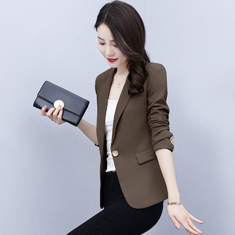 Professional Short Blazer Jacket Women 2022 New Spring Autumn Casual Blazer Female Fashion Slim  Office Suit Lady Tops