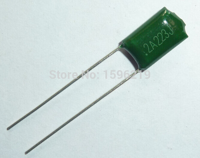 100 pces capacitor de filme mylar 100v 2a223j 0.022uf 22nf 2a223 5% capacitor de filme de poliéster