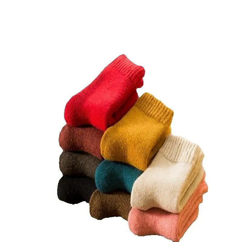 10pcs=5pair 22Explosion Autumn And Winter Thickening Warm Rabbit Wool Female Socks Candy Color Terry Manufacturer Christmas Gift