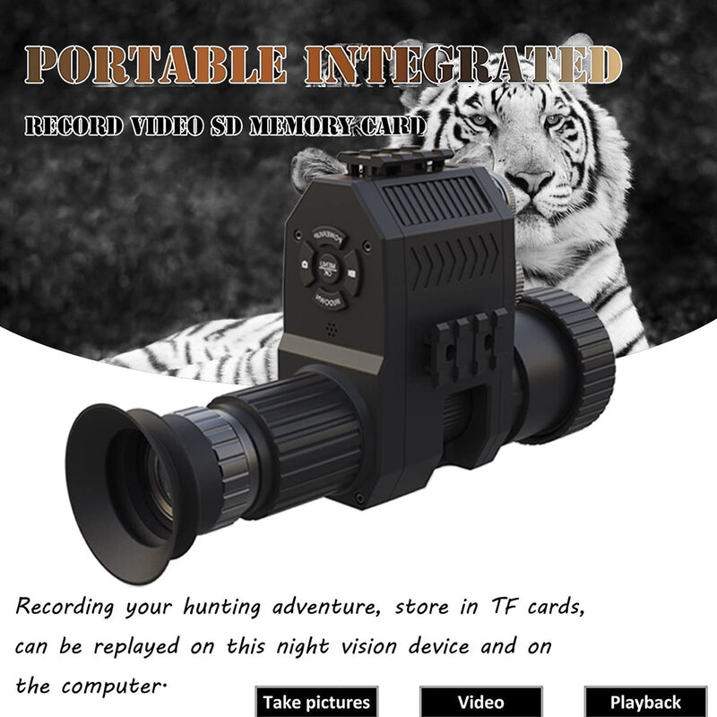 Cannocchiale ottico per visione notturna per cannocchiale da caccia tattico con Design integrato con telecamera HD720P e schermo da 1.3 pollici