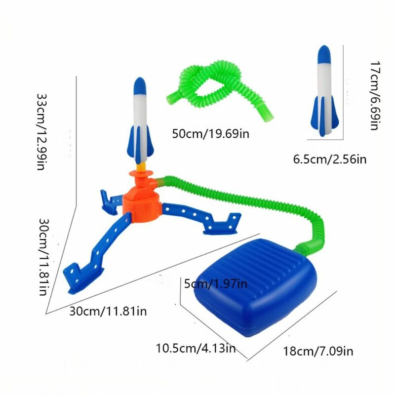 Bermain Set mainan dapat disesuaikan lampu berkedip naik roket kaki Pedal peluncur pompa kaki mainan peluncur menekan roket peluncur