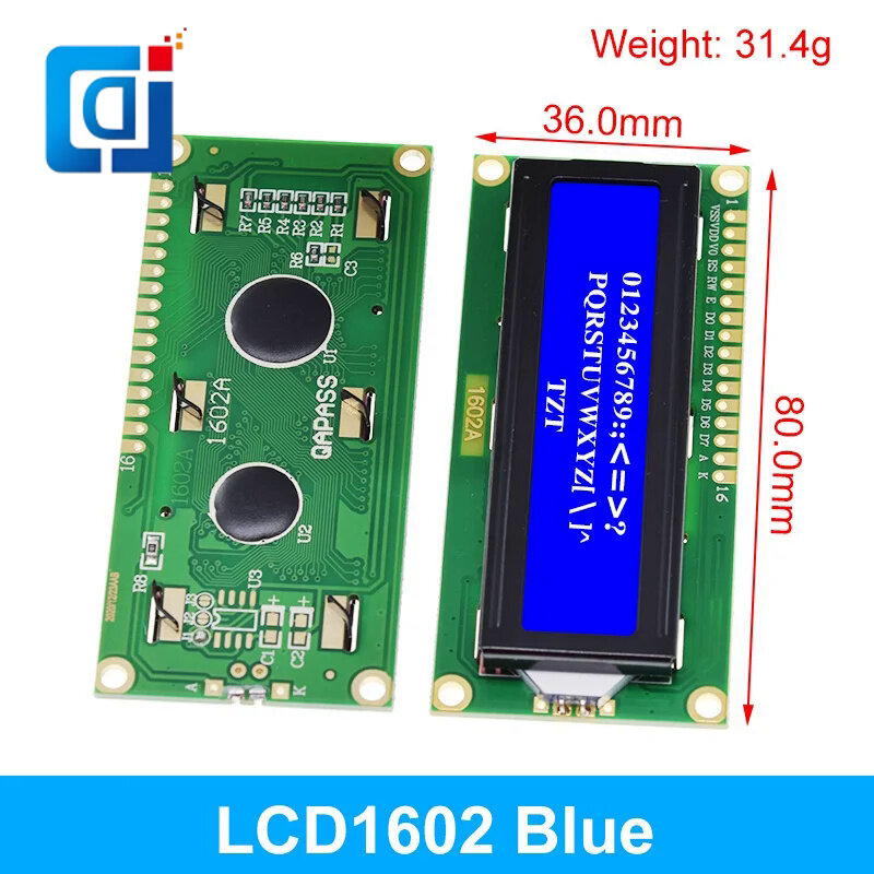 LCD1602 1602 moduł LCD niebieski/żółty tło Green Screen 16x2 znak wyświetlacz LCD PCF8574T PCF8574 IIC I2C interfejs 5V dla arduino