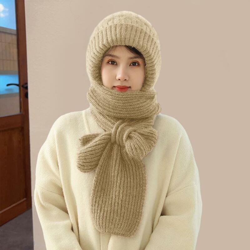 Ветрозащитная теплая шапка, Уютная зимняя Шапка-бини с шарфом, безопасная для кожи ветрозащитная женская шапка с защитой от ушей