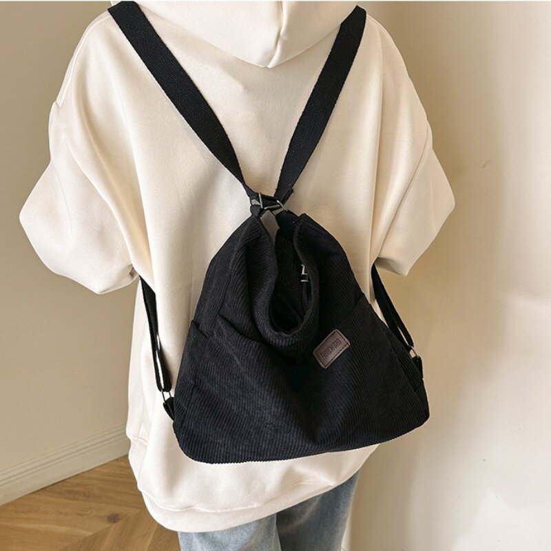 Bolso de hombro de pana para mujer, bolso cruzado de bolsillo de gran capacidad, multifuncional, Retro, diseño Popular, Color sólido