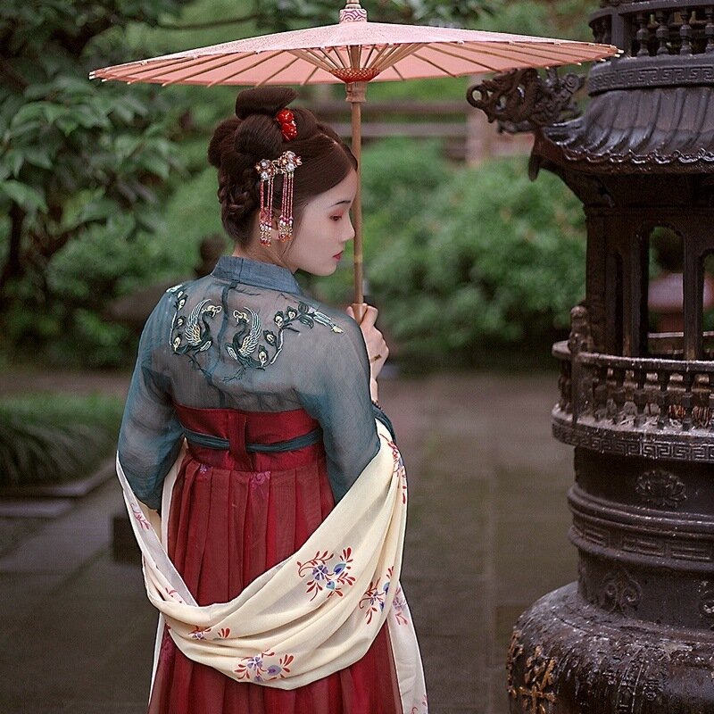 Hanfu Cina rok panjang dada rok peri kuno bordir panjang dada setelan harian wanita kuno