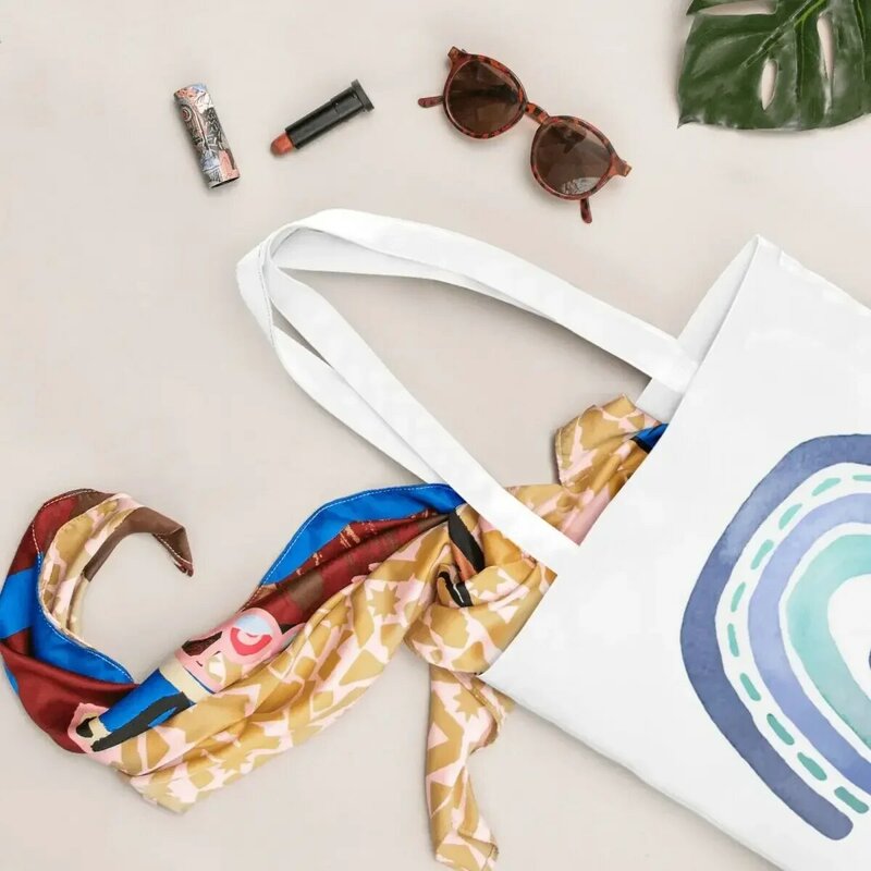 BBA176 Boho Rainbow Tote bag personalizzate per le donne Casual nome personalizzato Eco Shopper regalo di compleanno