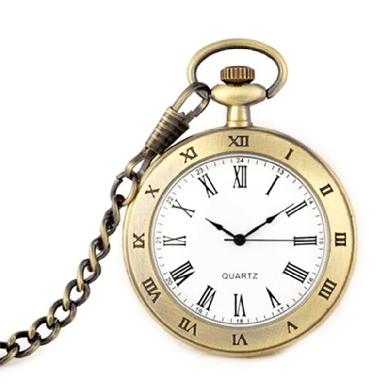 Relógio de bolso de quartzo elegante para homens e mulheres, antigo, vintage, estojo redondo, pingente, colar, corrente, relógio requintado, presentes
