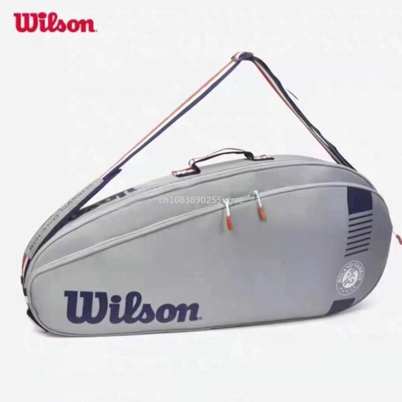Сумка Wilson Team 6PK Roland Garros WR8019101001 унисекс, серый цвет, два отделения, регулируемая Наплечная подкладка