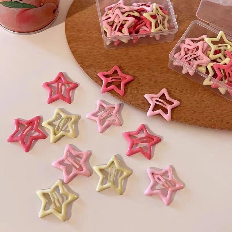 5Pcs Colorful Star Hair Clip Children's Colorful Five Pointed Star Girl's Side Clip with Small Fragmented Hair BB Clip Headpiece