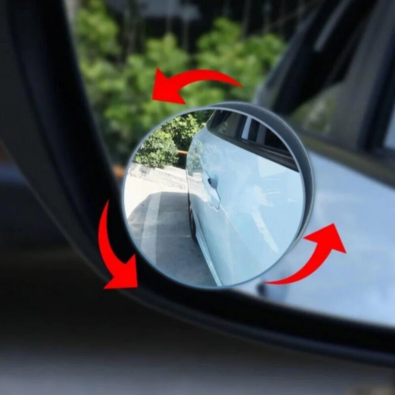 1X 360 Degree HD Blind Spot Mirror Adjustable Car Rearview Convex Mirror Car Reverse Wide Angle Vehicle Parking Rimless Mirrors