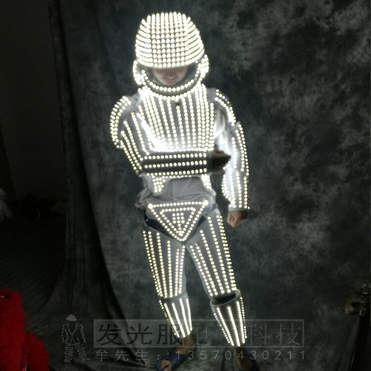 Kostum robot led, kualitas tinggi, lampu led, kostum dansa ballroom bercahaya, setelan ruang angkasa untuk klub malam