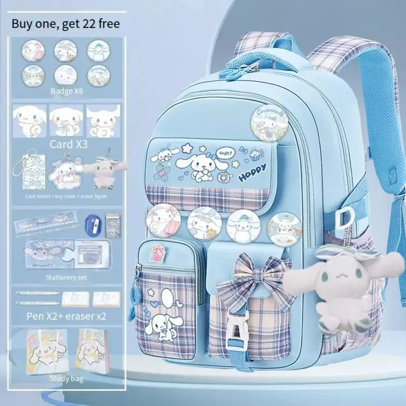 Sanrio Cinnamoroll Schoolbag Cartoon Kuromi Bag Burden Reduction Lightweight High Capacity Children Backpack School Supplies