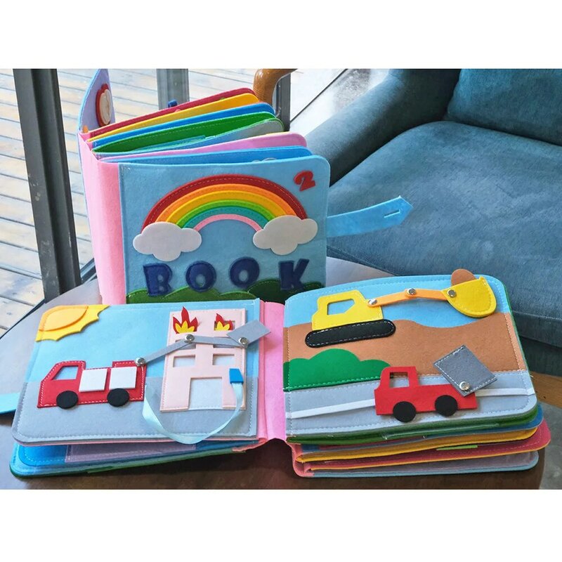 Montessori Baby Cloth Book Busy Board Basic Life Skill Learning Education Toys Kids Training Cognitive Activity Felt Book