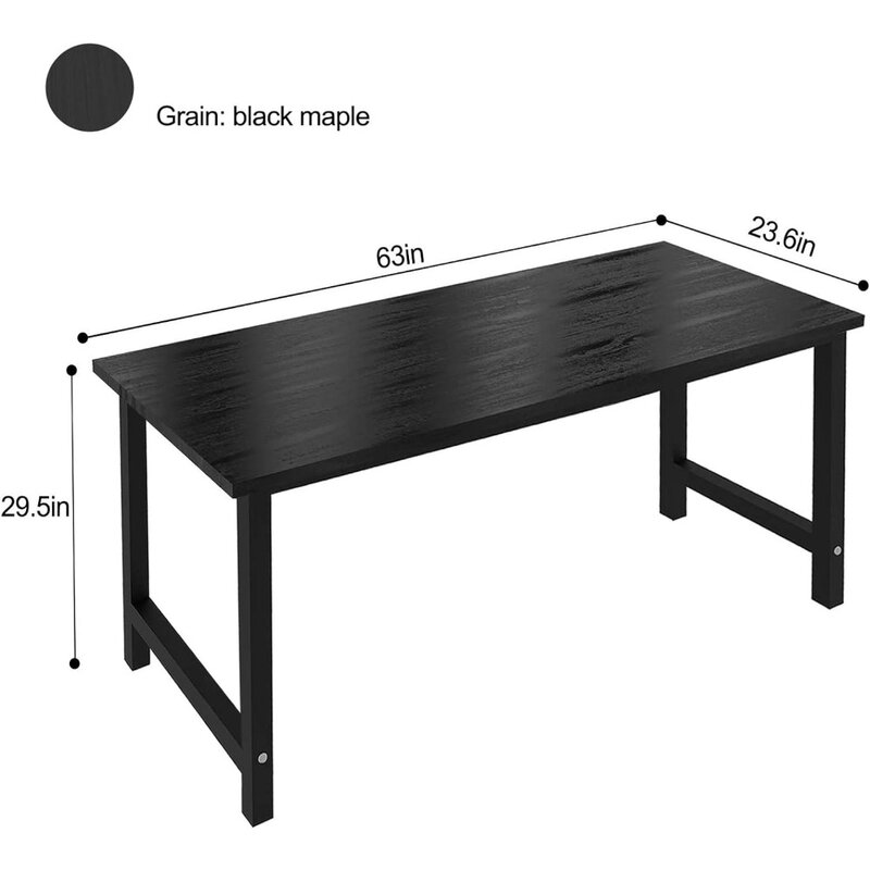 Computer tisch 63 Zoll großer Schreibtisch Schreibtisch Tisch für Home Workstation breiter Metall robuster Rahmen dickere Stahl beine, schwarz.