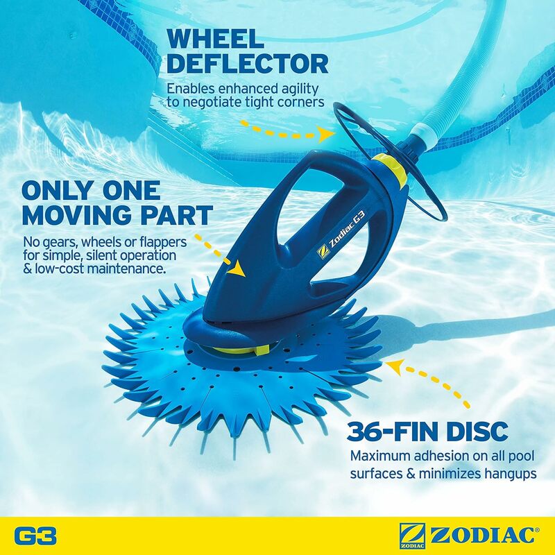 Zodiac G3 aspirador automático para piscina, aspirador para piscinas en el suelo, succión lateral