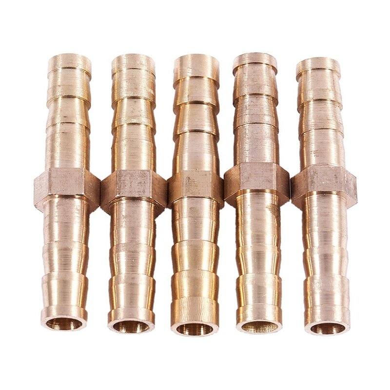 Gold Tone Brass Straight Mangueira Conector, Joiner, 15 pcs
