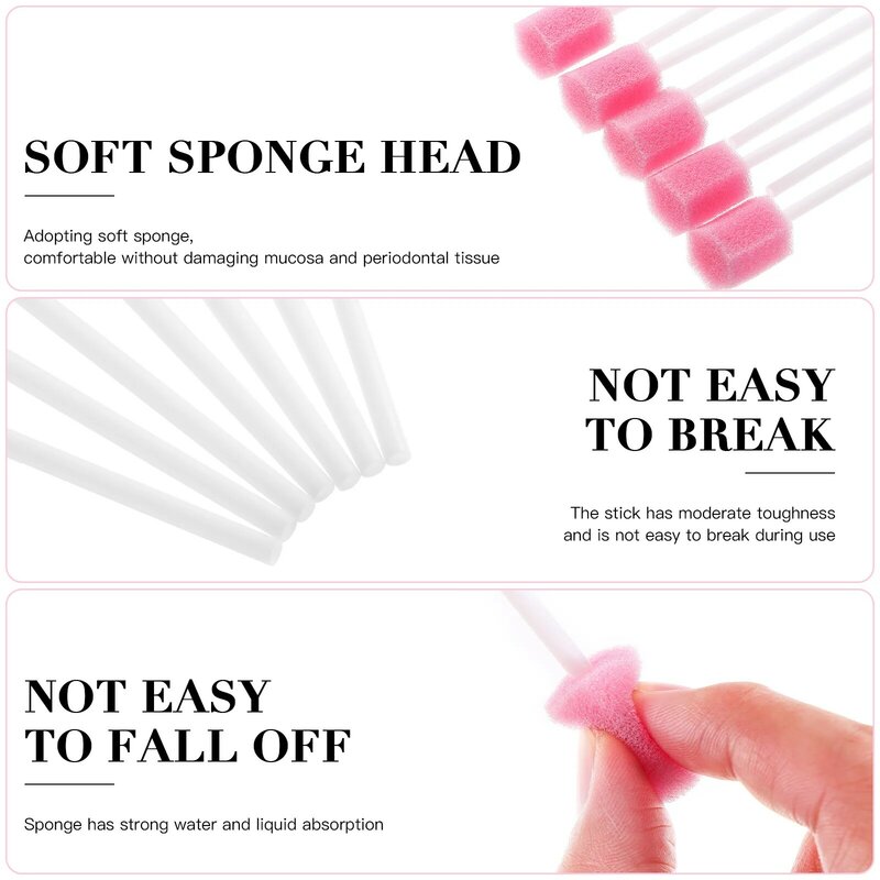 Healifty 100pcs Practical Dental Swabs Oral Mouth Care Swabs Mouth Cleaning Sponge Disposable Oral Swabs