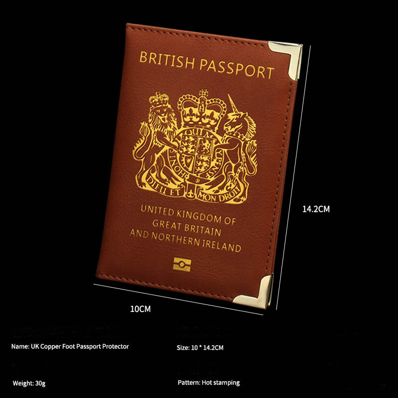 Funda de pasaporte de viaje para hombres y mujeres, Funda de cuero Pu para Reino Unido, Gran Bretaña, tarjetero británico, billetera