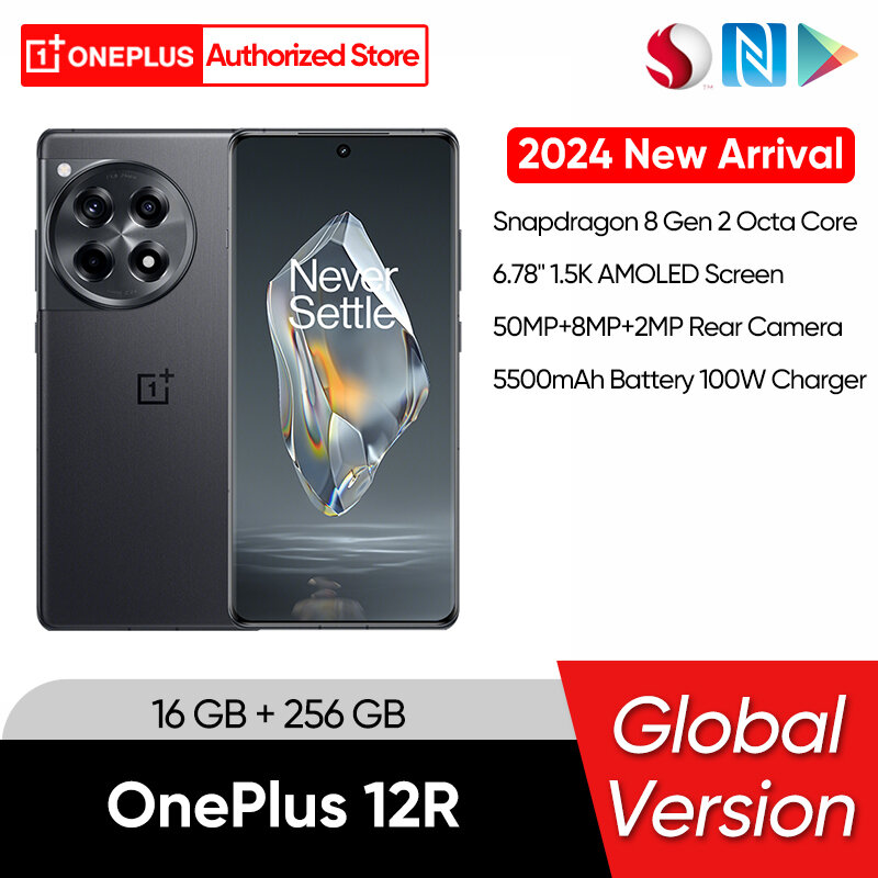 In Stock 2024 New Oneplus 12R 5G Global Version Snapdragon 8 Gen 2 6.78'' 120Hz AMOLED Display Screen 100W SUPERVOOC 5500mAh
