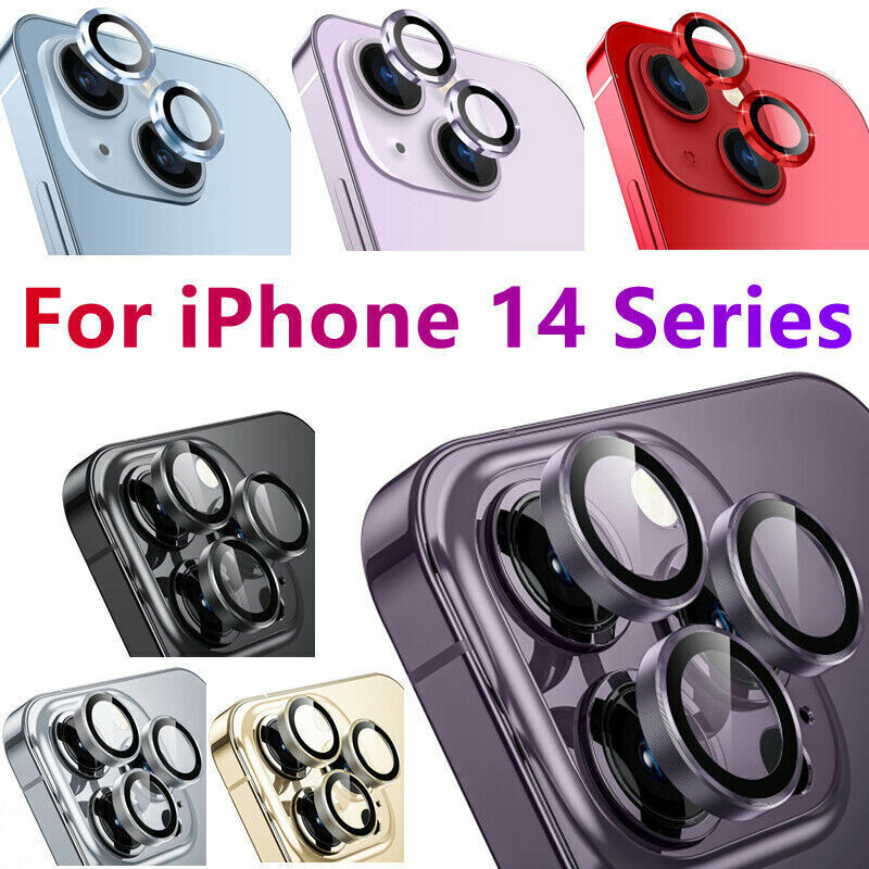 Pelindung lensa kaca, untuk iPhone 14 13 12 11 Pro Max 14 Plus pelindung lensa kamera untuk iPhone 13 12 Mini Film kamera cincin logam
