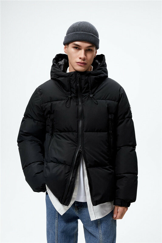 Hooded Cotton Jacket with Plush and Thickened Casual Lamb Cashmere Cotton Jacket with Inner Liner Cotton Jacket for Men