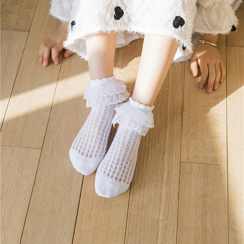 Neueste Ankunft Kleinkind Baby Mädchen Rüschen Socken weiche Spitze Rüschen Socken Kinder süße Sommer Mesh Socken