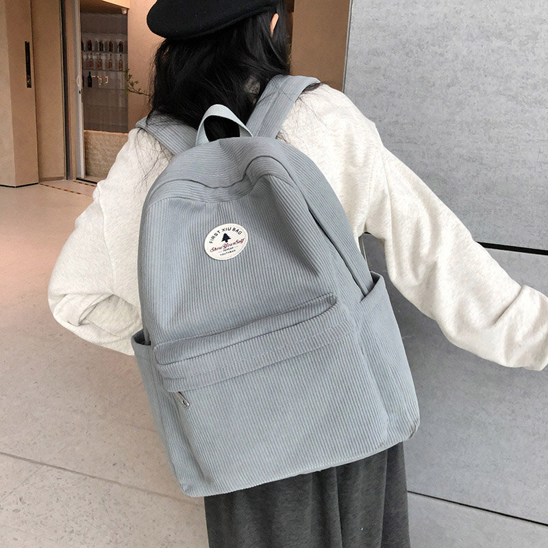 Ransel wanita ransel sekolah desain Corduroy untuk wanita ransel mode wanita Teenger tas Travel tas selempang Mochila XA574C