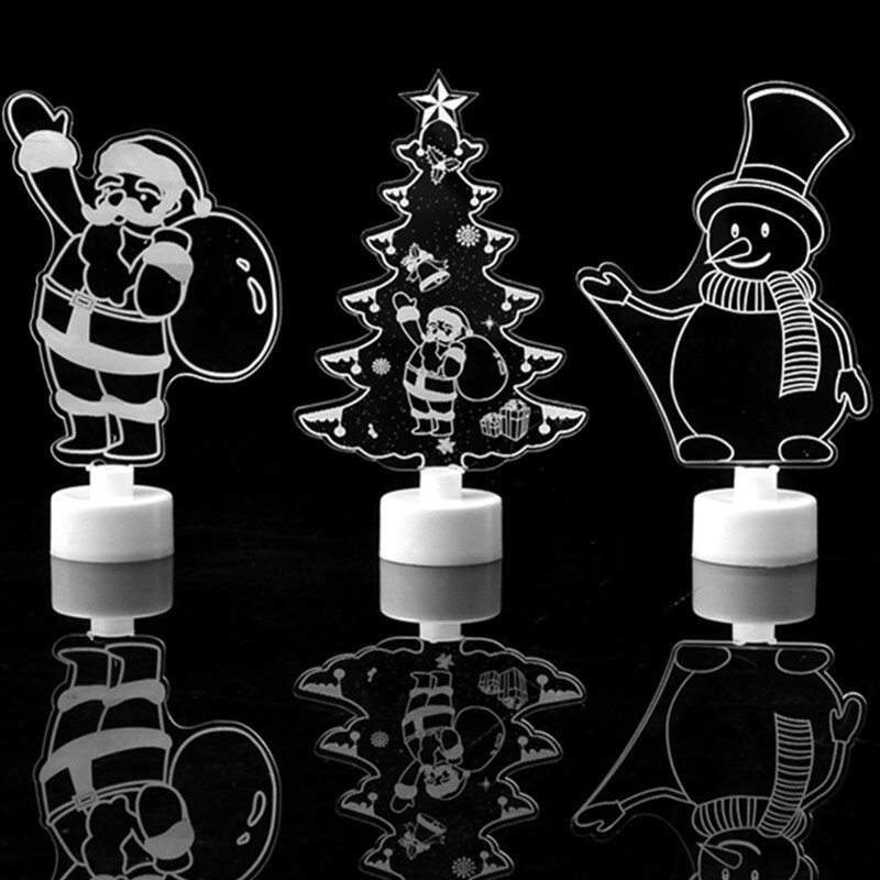クリスマスのLEDナイトライト,santalaus,snowman,xmasの木,点滅ライト,新年の装飾品,2024