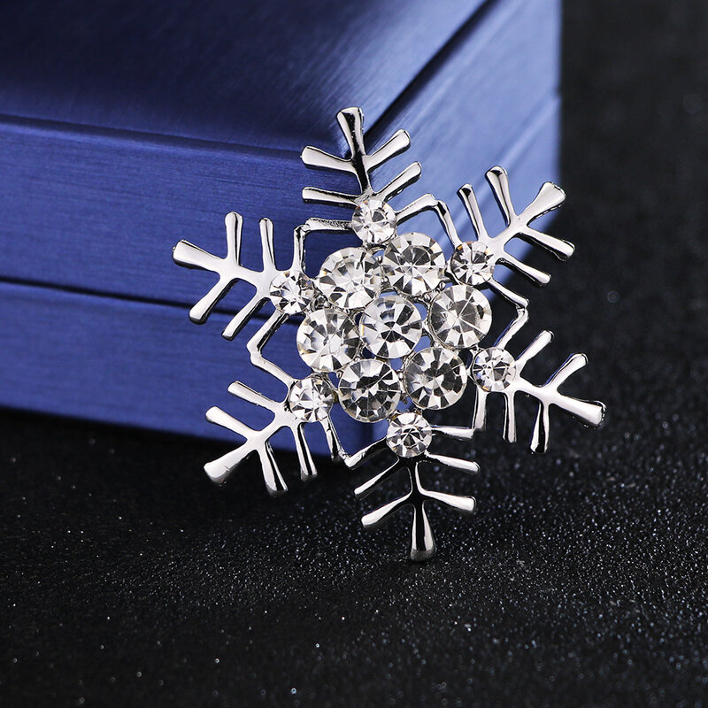 Cute Snowflake Brooch Female Crystal Rhinestone Corsage Lapel Pin Shirt Dress Jewelry Clothing Accessories Korean Silver Color