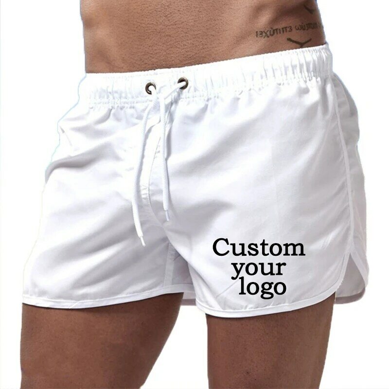 Pantalones cortos de baño de secado rápido para hombre, bañador con logotipo personalizado, ropa de playa, Surf, Bóxer, calzoncillos, 9 colores