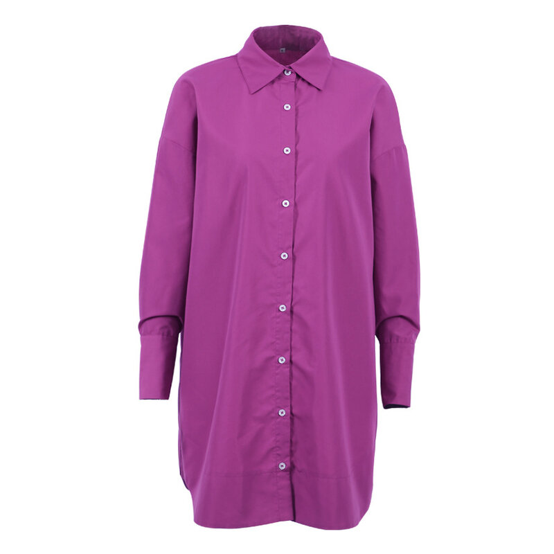 Женская рубашка с длинным рукавом, однотонная Элегантная Повседневная Блузка на пуговицах, большие размеры, весна-осень 2022
