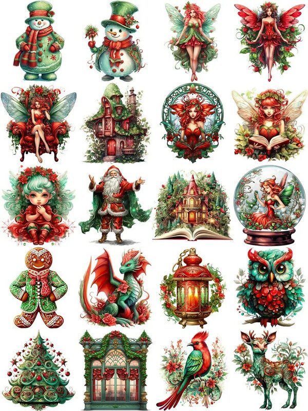 20Pcs/Pack Elf Christmas Sticker DIY Craft Scrapbooking Album Junk Journal Decorative Stickers
