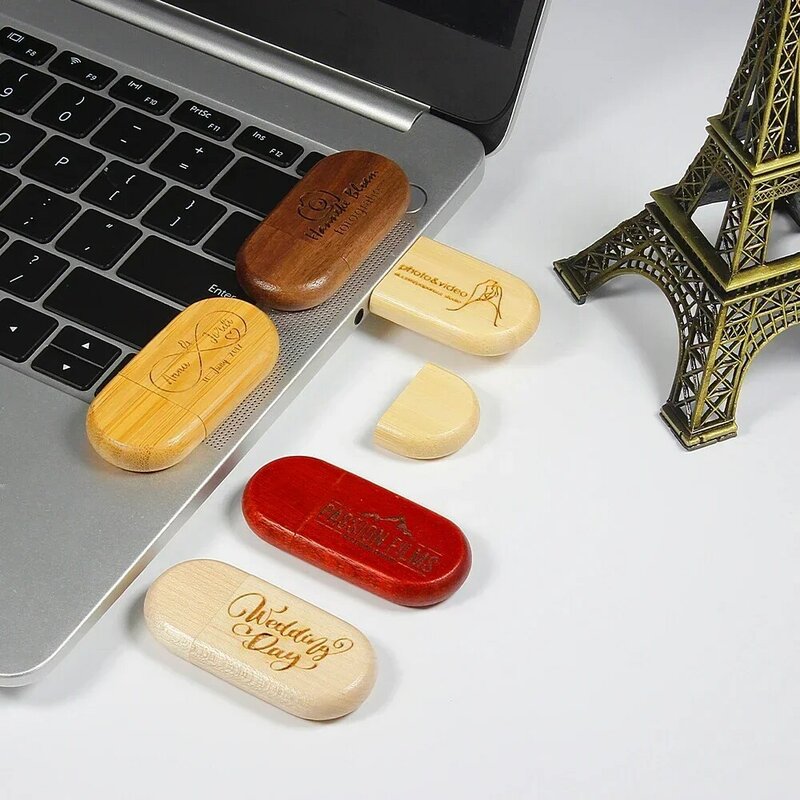 JASTER Wooden USB 2.0 Flash Drives 128GB Free custom logo Memory Stick 64GB 32GB With Key chain Creative Business gift Pen drive