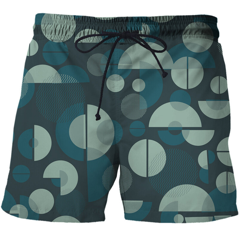 กางเกงว่ายน้ำขาสั้นทรงหลวมพิมพ์ลายเรขาคณิตกางเกงเดินชายหาดพิมพ์ลาย3D สำหรับผู้ชายผู้หญิงเด็ก