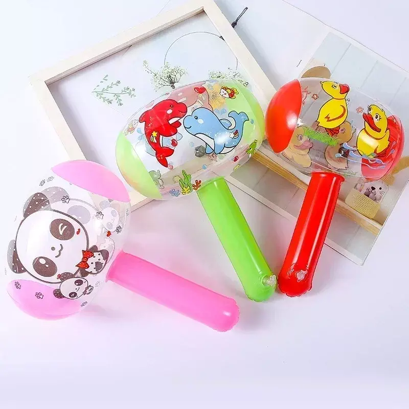 1 buah mainan kolam renang anak, peralatan pesta bayi tiup warna acak dengan bel palu udara