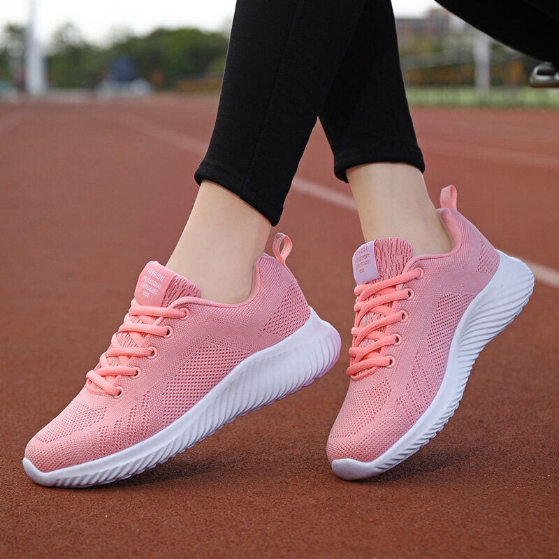 Женские спортивные кроссовки для бега, новая уличная удобная и легкая дышащая дорожная обувь с мягкой плоской подошвой для прогулок