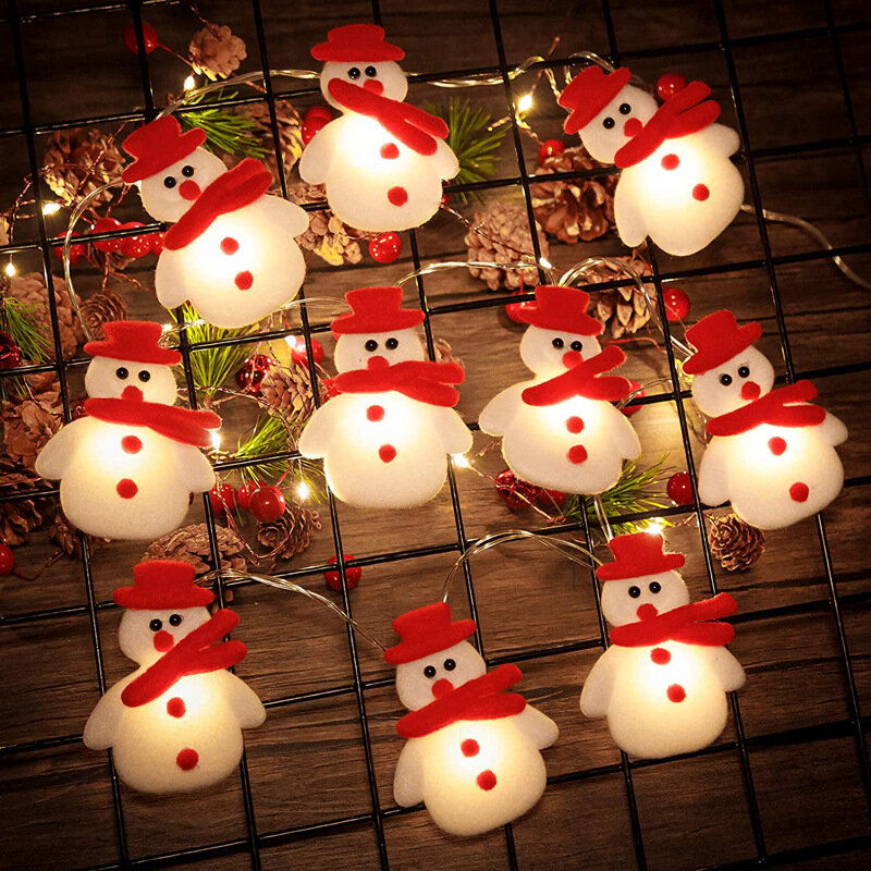Natal Papai Noel Boneca LED String Light, Boneco de neve, Alce, Xmas Tree, Ornamentos pendurados, Decoração para casa, Feliz Ano Novo, 1.5m, 3m