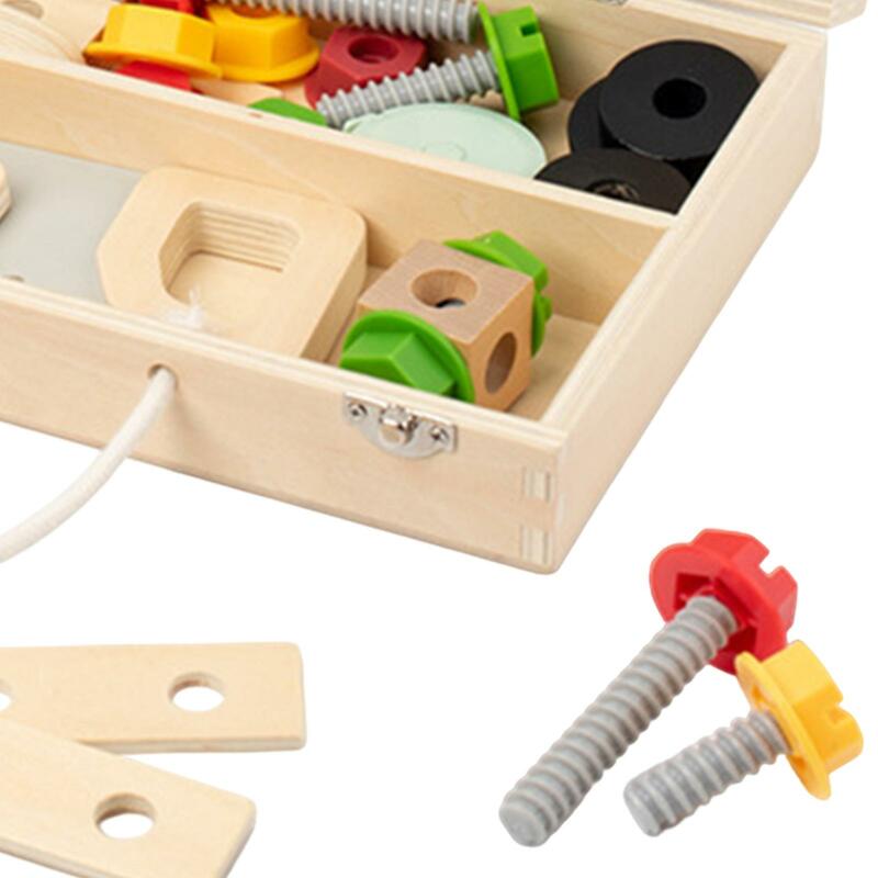 Holz Kleinkinder Werkzeugset Bau Bau Sets Spielzeug Werkzeug kasten Spielzeug für Kinder Mädchen Jungen Kleinkinder Kinder Geburtstags geschenke
