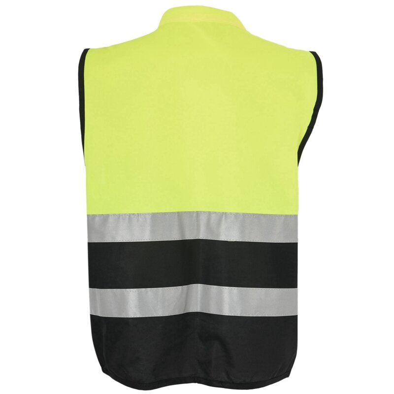 New-7 Pockets Class 2 High Visibility Zipper Front Safet Yellow Vest With Reflective Strips