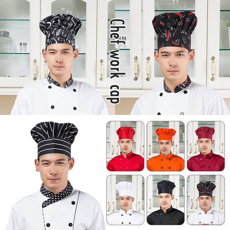 Men Women Chef High Hat Elastic Free Size Restaurant Kitchen Master Cook Cap Waiter Waitress Hotel Canteen Work Hat Bakery Cap