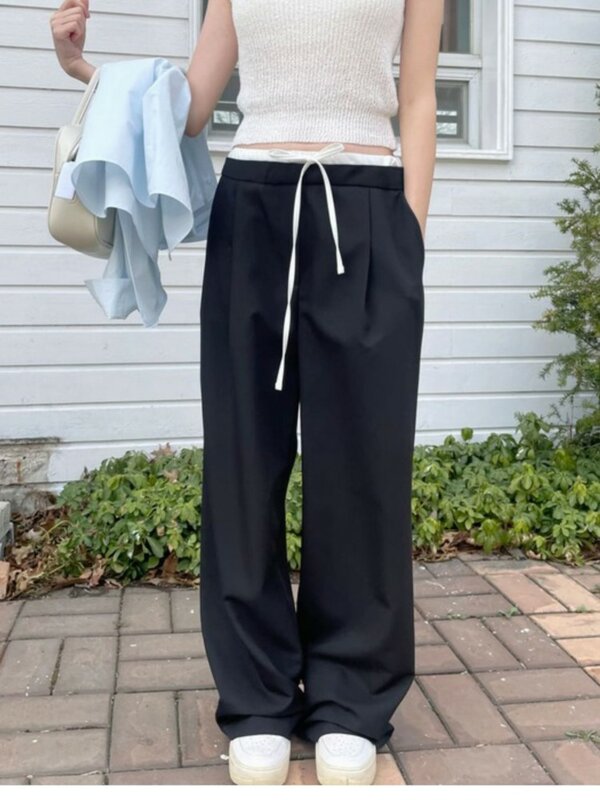 Spring Summer New Tencel Wide Leg Pants Men's Simple Versatile Casual Trousers Fashion Loose Straight Overalls Male