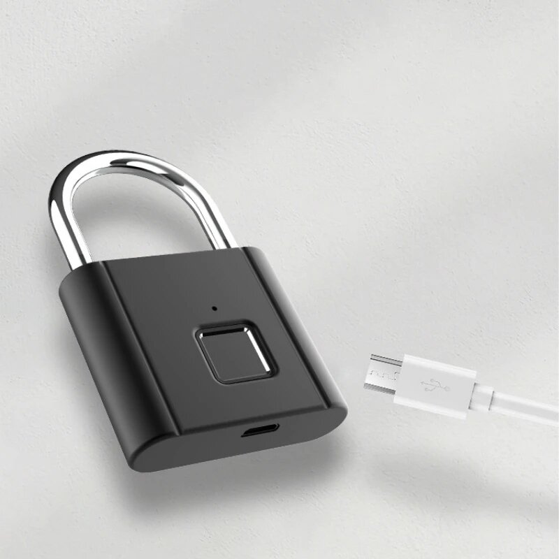Smart Fingerprint Padlock Waterproof Biometric Fingerprint Keyless Door Lock USB Rechargeable Security Padlock for House Unlock