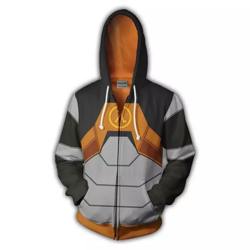 게임 하프 라이프 닥터 고든 프리맨 3D 프린트 후드 재킷 남성용, 용수철 및 가을 코트 상의, 코스프레 코스튬 크리스마스 선물
